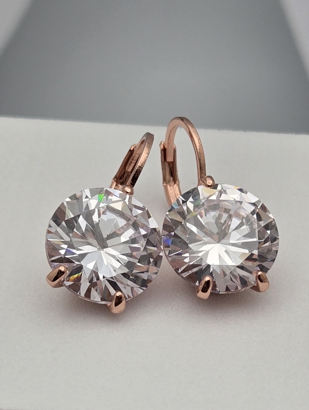 Crystal Drop Earrings Leverback Round Cut Clear Sparkly 1" New Swarovski Style